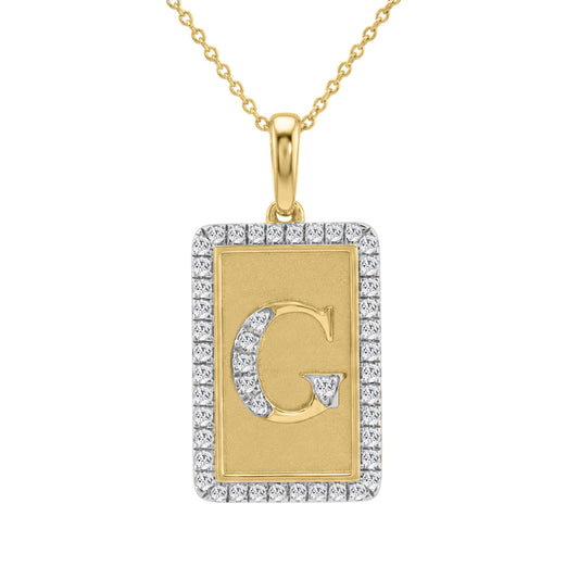 10K Yellow Gold letter 'G' Fashion Pendant With Chain - 0.20 CT Round Diamond Ladies Jewelry Gift