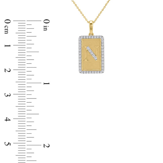 Elegant Ladies 0.20Ct Round Diamond �N Alphabet Fashion Pendant With Chain � 10K Yellow Gold