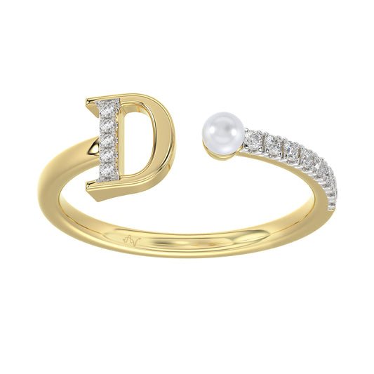 LADIES RING 0.10CT ROUND/PEARL DIAMOND 10K YELLOW GOLD