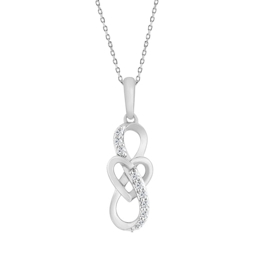 ELEGANCE�10K WHITE GOLD 0.10CT ROUND DIAMOND LADIES FASHION PENDANT WITH CHAIN