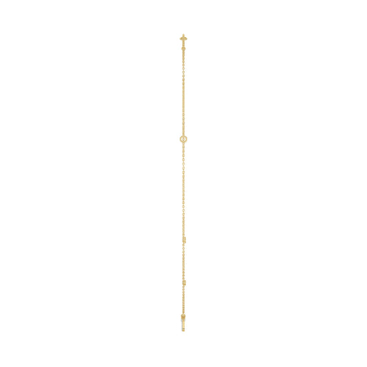 Stylish 10K Yellow Gold Ladies “H” Letter Necklace Featuring Round Ruby Diamonds And Pearl Accents. A Delicate And Personalized Fine Jewelry