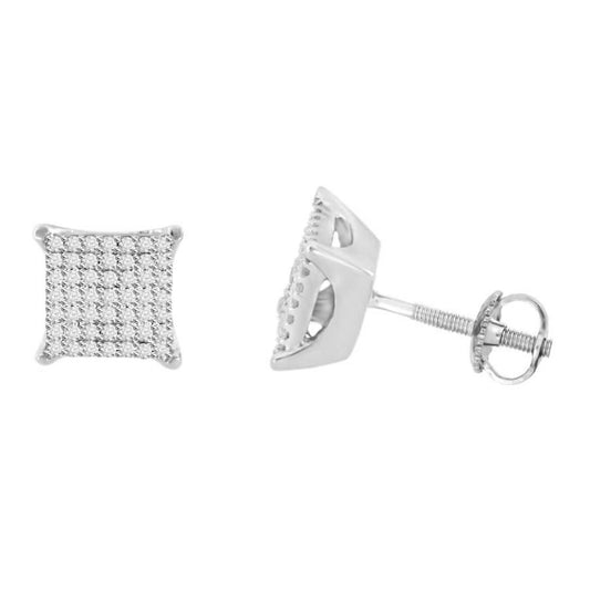 Sterling Silver White 0.25CT Round Diamond Fashion Earrings For Women