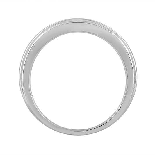 Sterling Silver White Gold Finish 0.15 Ct Round Diamond Men’S Band Classic Men’S Wedding Ring