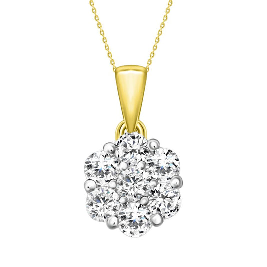 LADIES PENDANT WITH CHAIN 1.00CT ROUND DIAMOND 14K YELLOW GOLD