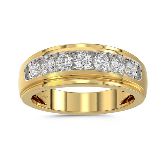 MEN'S BAND 1.00CT ROUND DIAMOND 10K YELLOW GOLD