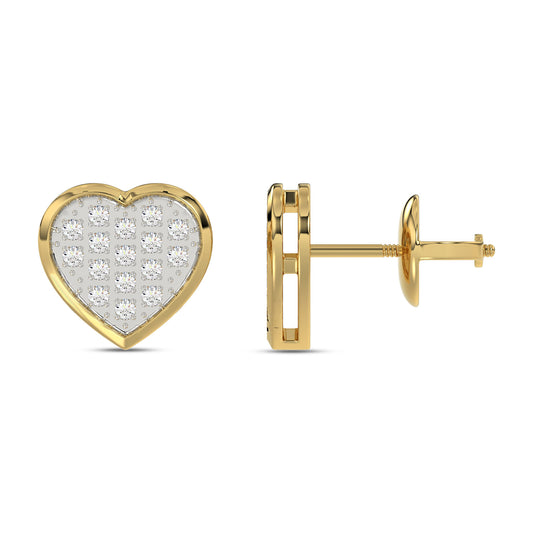 MEN'S HEART YUVA EARRING 0.10CT ROUND DIAMOND 10K YELLOW GOLD