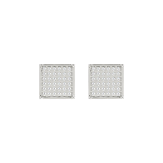 Sterling Silver White 0.25CT Round Diamond Yuva Square Cluster Earrings Women�S Fine Jewelry