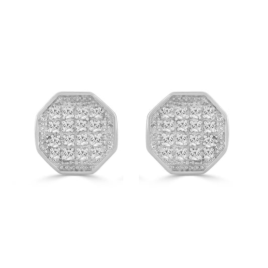 Elegant 0.10Ct Round Diamond Yuva Stud Earrings In Sterling Silver Stylish Ladies Everyday Jewelry