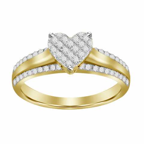 LADIES RING 0.20CT ROUND DIAMOND 10K YELLOW GOLD