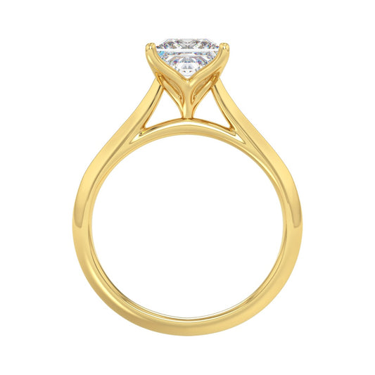 LADIES SOLITAIRE RING 1 1/2CT PRINCESS DIAMOND 14K YELLOW GOLD