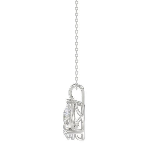 LADIES SOLITAIRE PENDANT WITH CHAIN 1 1/2CT PEAR DIAMOND 14K WHITE GOLD