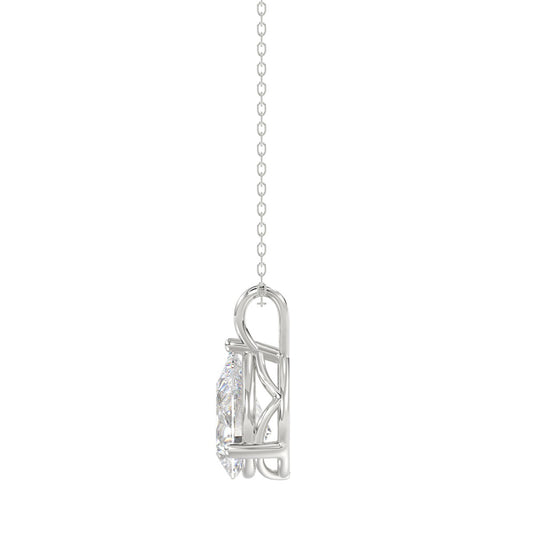 LADIES SOLITAIRE PENDANT WITH CHAIN 1 1/2CT PEAR DIAMOND 14K WHITE GOLD