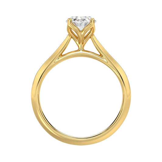 LADIES SOLITAIRE RING 1 1/2CT OVAL DIAMOND 14K YELLOW GOLD