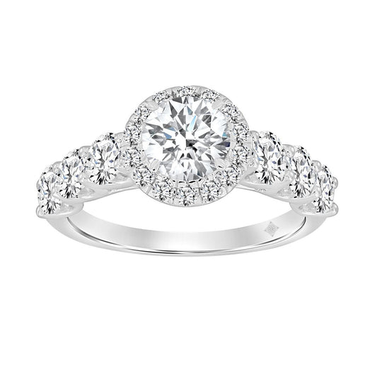 14K WHITE GOLD 2 3/4CT ROUND DIAMOND LADIES RING (CENTER STONE ROUND DIAMOND 1CT )