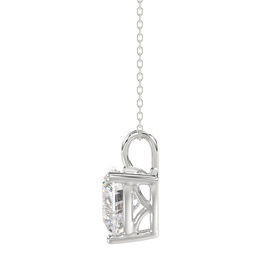 LADIES SOLITAIRE PENDANT WITH CHAIN 3CT HEART DIAMOND 14K WHITE GOLD