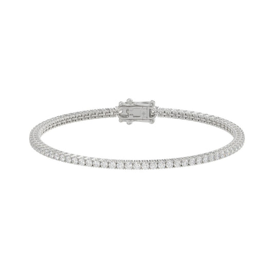 14K WHITE GOLD 3CT ROUND DIAMOND LADIES BRACELET