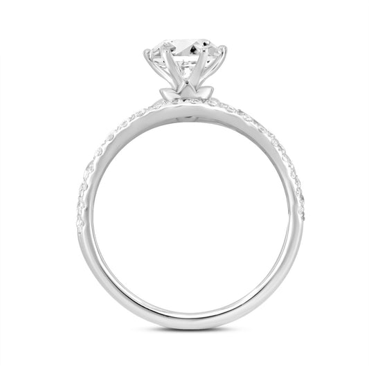 14K WHITE GOLD 1 1/2CT ROUND DIAMOND LADIES BRIDAL SET (CENTER STONE ROUND DIAMOND 1CT)