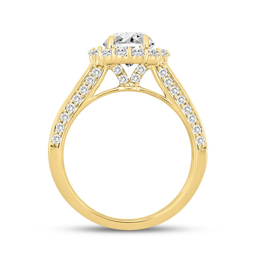 LADIES RING 3 3/4CT ROUND/EMERALD DIAMOND 14K YELLOW GOLD (CENTER STONE ROUND DIAMOND 1 1/2CT )