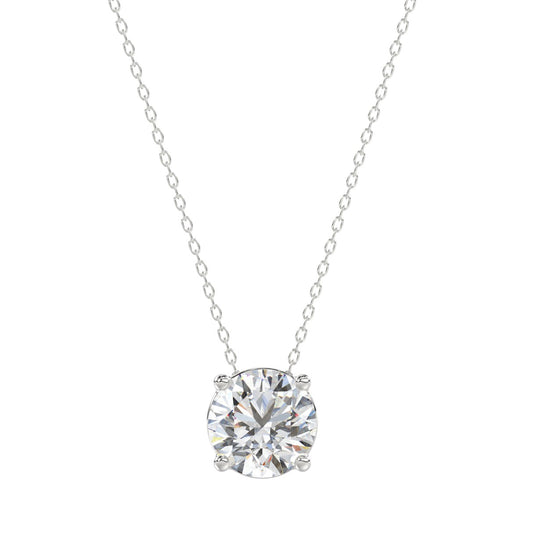 14K WHITE GOLD 1.00CT ROUND DIAMOND LADIES SOLITAIRE PENDANT WITH UNDER-PASS CHAIN (CENTER STONE ROUND DIAMOND 1CT)