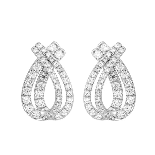 14K WHITE GOLD 2CT ROUND DIAMOND LADIES EARRINGS
