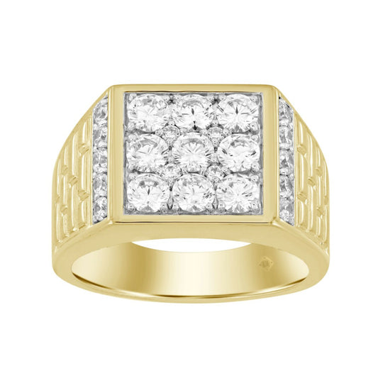 14K YELLOW GOLD 1 3/4CT ROUND DIAMOND MEN'S RING