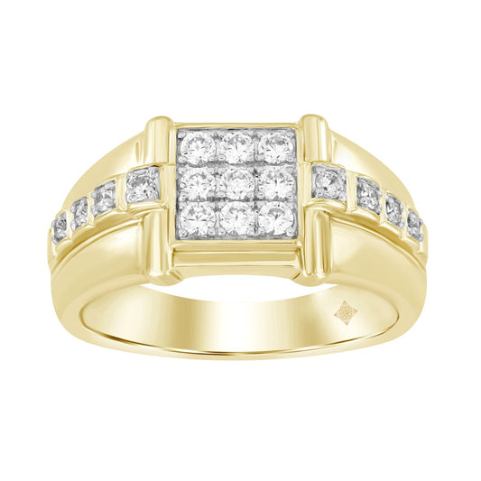 MEN'S RING 1/2CT ROUND DIAMOND 14K YELLOW GOLD