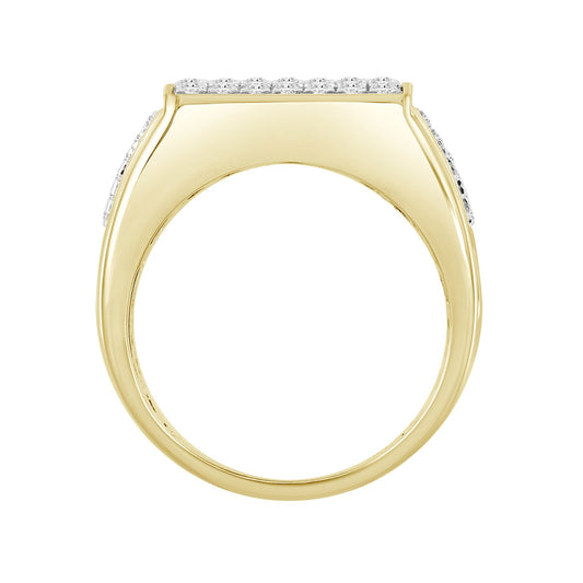 MEN'S RING 1CT ROUND DIAMOND 14K YELLOW GOLD