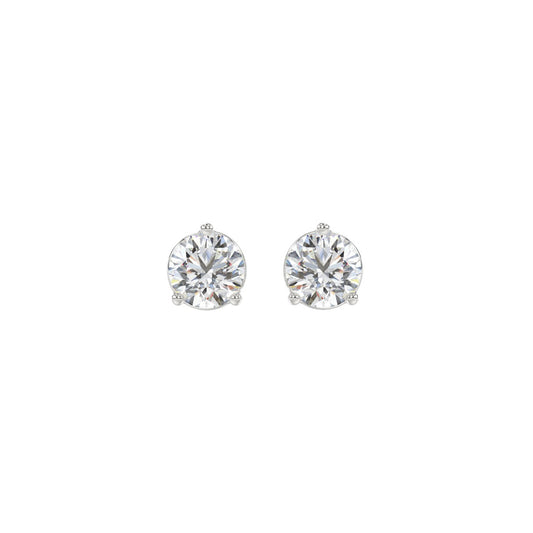 14K WHITE GOLD 1CT ROUND DIAMOND LADIES SOLITAIRE EARRINGS