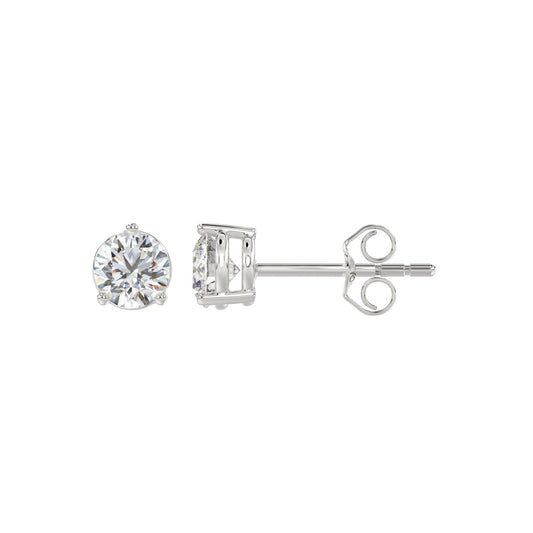 14K WHITE GOLD 1CT ROUND DIAMOND LADIES SOLITAIRE EARRINGS