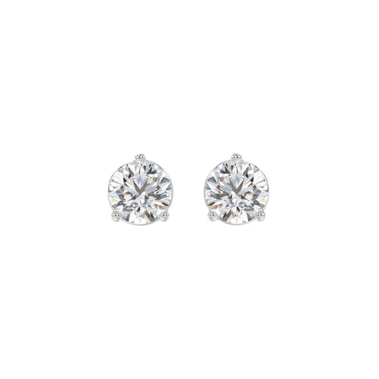 14K WHITE GOLD 2CT ROUND DIAMOND LADIES SOLITAIRE EARRINGS