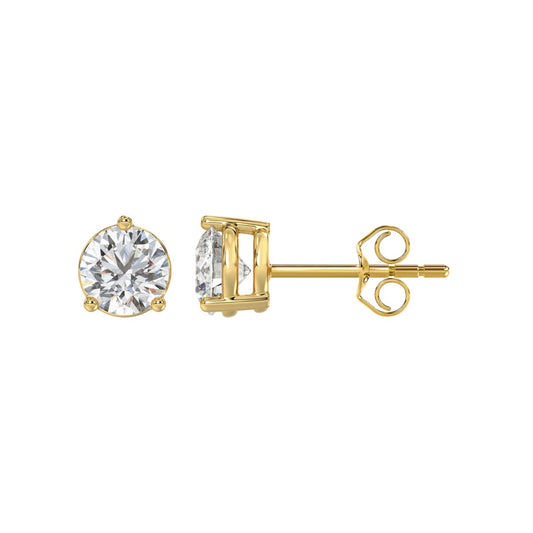 14K YELLOW GOLD 2CT ROUND DIAMOND LADIES SOLITAIRE EARRINGS