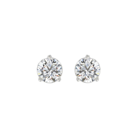LADIES SOLITAIRE EARRINGS 2 1/2CT ROUND DIAMOND 14K WHITE GOLD