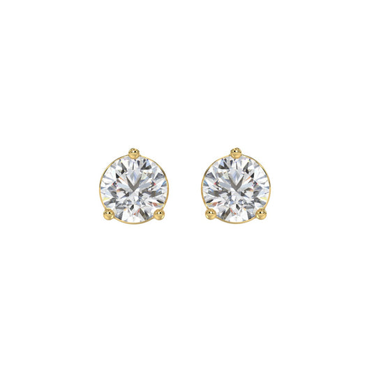 LADIES SOLITAIRE EARRINGS 2 1/2CT ROUND DIAMOND 14K YELLOW GOLD