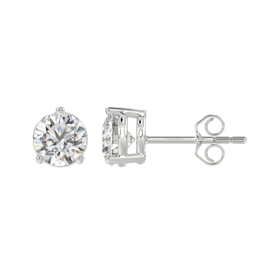 14K WHITE GOLD 3CT ROUND DIAMOND LADIES SOLITAIRE EARRINGS (CENTER STONE ROUND DIAMOND 1 1/2CT)