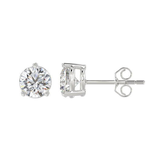 14K WHITE GOLD 3CT ROUND DIAMOND LADIES SOLITAIRE EARRINGS (CENTER STONE ROUND DIAMOND 1 1/2CT)