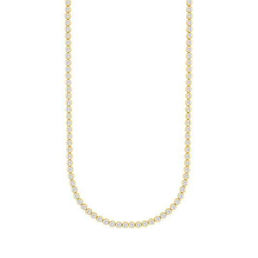 MENS NECKLACE 7CT ROUND DIAMOND 14K YELLOW GOLD