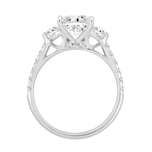 LADIES RING 3CT ROUND/PRINCESS/HALF MOON DIAMOND 14K WHITE GOLD (CENTER STONE PRINCESS DIAMOND 2CT )