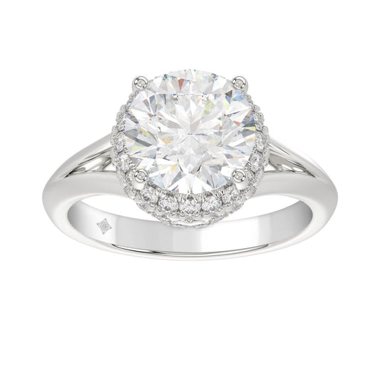 LADIES RING 3 3/8CT ROUND DIAMOND 14K WHITE GOLD (CENTER STONE ROUND DIAMOND 3CT )