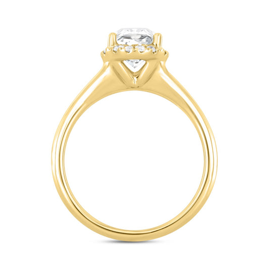 LADIES RING 2 1/6CT ROUND/OVAL DIAMOND 14K YELLOW GOLD (CENTER STONE OVAL DIAMOND 2CT )