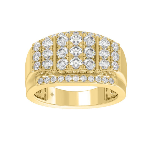 MEN'S RING 2.00CT ROUND DIAMOND 14K YELLOW GOLD