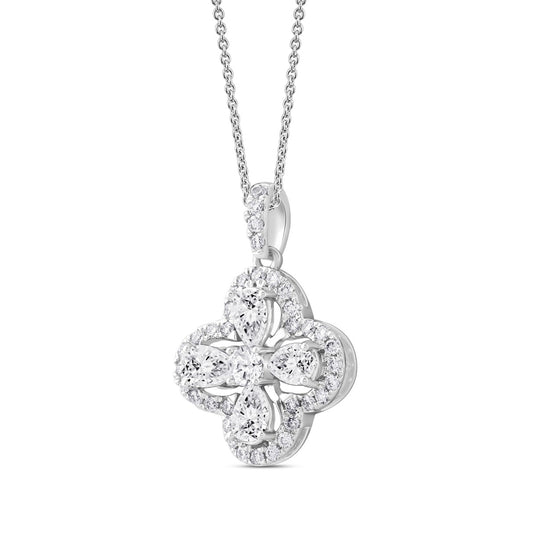 LADIES PENDANT 1CT ROUND/PEAR DIAMOND 14K WHITE GOLD