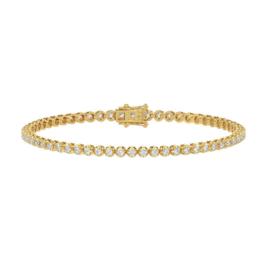 MENS BRACELET 2 1/2CT ROUND DIAMOND 14K YELLOW GOLD