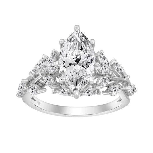 14K WHITE GOLD 3 5/8CT MARQUISE DIAMOND LADIES RING (CENTER STONE MARQUISE DIAMOND 2.00CT)