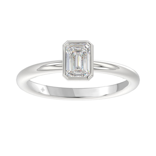LADIES SOLITAIRE RING 1CT EMERALD DIAMOND 14K WHITE GOLD (CENTER STONE EMERALD DIAMOND 1CT )