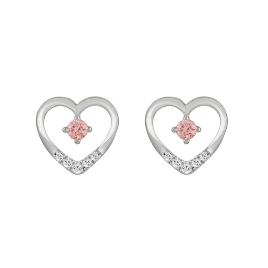ETERNAL BLUSH COLLECTION LADIES EARRINGS 1/3CT ROUND DIAMOND 14K WHITE GOLD (CENTER STONE PINK ROUND DIAMOND 1/5CT)