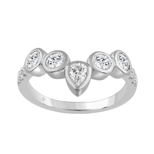 14K WHITE GOLD 1.00CT ROUND/PEAR DIAMOND LADIES BAND