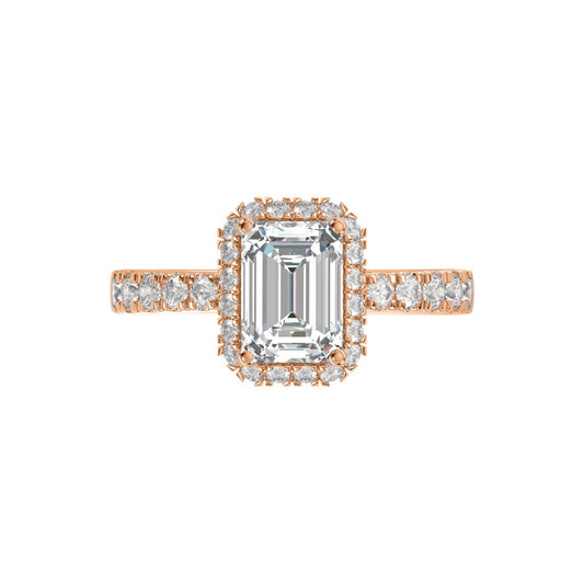 LADIES RING 4.00CT ROUND/EMERALD DIAMOND 14K ROSE GOLD (CENTER STONE EMERALD DIAMOND 3.00CT)