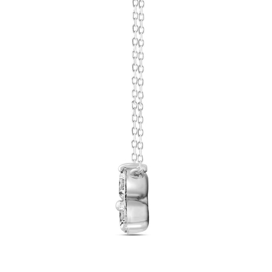 LADIES NECKLACE 1CT ROUND DIAMOND 14K WHITE GOLD WITH CHAIN