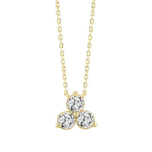 LADIES NECKLACE 1CT ROUND DIAMOND 14K YELLOW GOLD WITH CHAIN