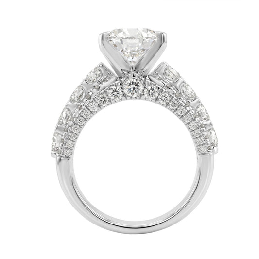LADIES RING 5 1/4CT ROUND/ PEAR DIAMOND 14K WHITE GOLD (CENTER STONE PEAR DIAMOND 3CT )
